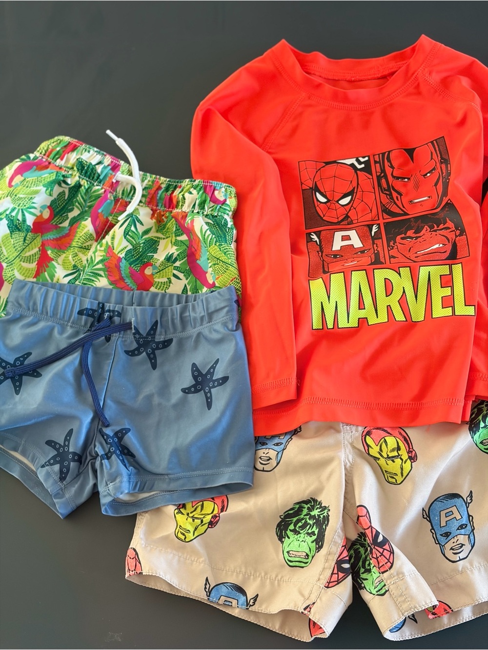 GAP Red Marvel Superhero Rash Guard Top with Neon Logo